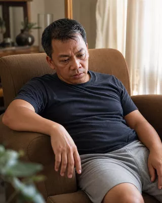 Man resting on a chair outdoors